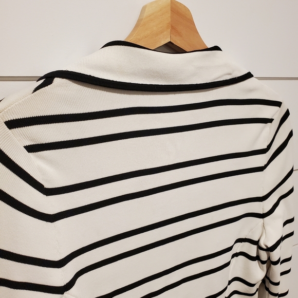 Pink tartan xs cardigan white black stripe jacket office dressy fitted preppy - Picture 5 of 16